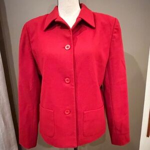 Appleseed's Women's Red Virgin Wool Blazer Button Up, Size 10
